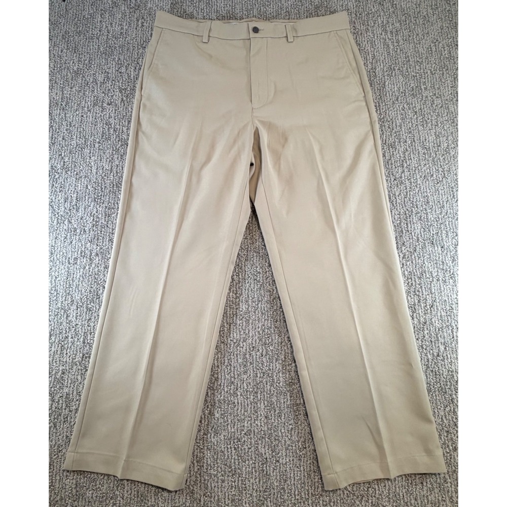 Callaway Golf Pants Men 36x32* Tan Khaki‎ Flat Front Performance Trousers